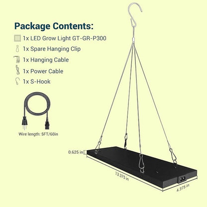 GT-Lite 13Inch Plant Growing Lamps, Garden LED Incandescent Grow Light 40W Equivalent, Wide Spectrum Grow Flat Light Promotes Plant Growth, Damp Rated