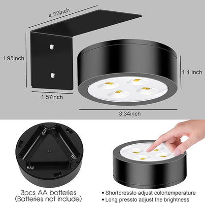 Picture Lights for Wall, 3 Lighting Modes Magnetic Art Display Light,Battery Operated Led Painting Light with Remote Control Dimmable & Timer,3Pack Black