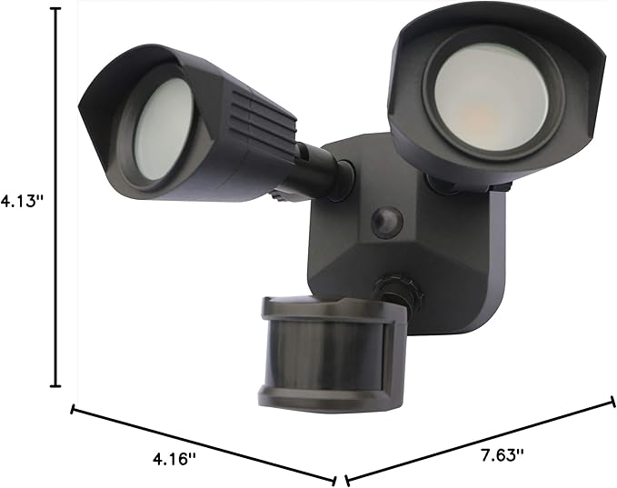 Nuvo 65/219 LED Dual-Head Security Light, 4000K, Motion Sensor, Bronze