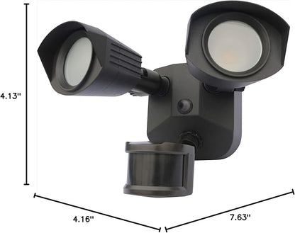 Nuvo 65/219 LED Dual-Head Security Light, 4000K, Motion Sensor, Bronze