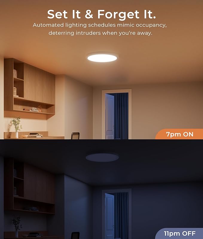 DeckTok 12 Inch Smart Ceiling Light, 2400LM RGBCW LED Flush Mount Ceiling Light Work with App & Voice Control, 2700K-6500K Dimmable LED Ceiling Light Fixture for Living Room Bedroom Game Room, 2 Pack