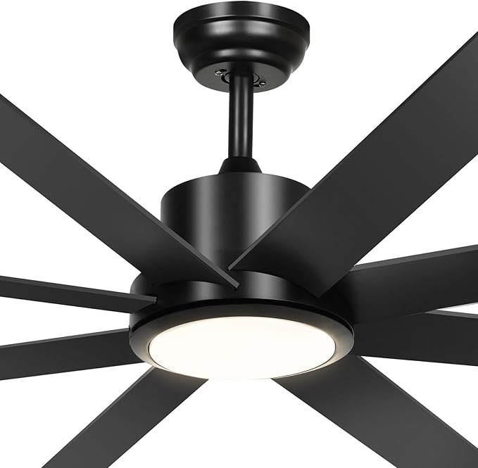 YITAHOME 72 Inch Ceiling Fans with Lights and Remote Control for Home, Reversible Quiet DC Motor, 8 Blades with 6 Speed, Modern Black Ceiling Fans for Living Room