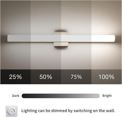 Bathroom Vanity Light Brushed Nickel Square LED 24 inch 14W 4000K Natural White Light Wall Bar Lighting Fixtures Over Mirror (Brushed Nickel, 31.5in 4000K Dimmable)