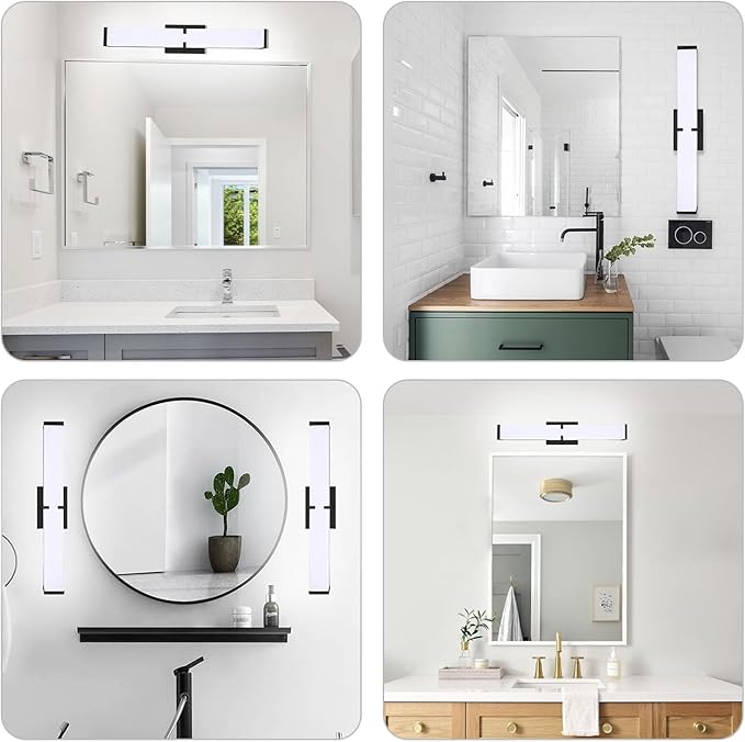 32 Inch LED Bathroom Vanity Light Cool White 5000K Black Modern Matte Bathroom Lighting Fixtures; Equivalent to Incandescent 300W for Over Mirror Vanity Light - ETL Certificated (1 Pack)