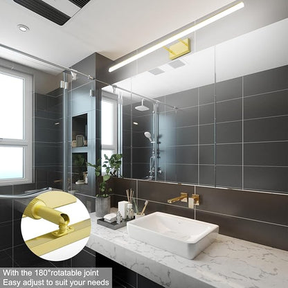 Aipsun 48inch Bathroom Vanity Light Brushed Gold Modern LED Vanity Lighting Over Mirror Adjustable Gold Wall Light for Bathroom (Cool White 5500K)