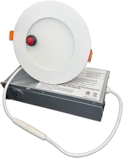 E2 LIGHTING 4" Down Light with Battery Backup (2Hrs Fire-Rated), 5CCT Tunable 2700K–5000K, 9W 100–277V Triac Dimmable 800Lm, 90 CRI LED Ceiling Light for Indoor Commercial and Residential