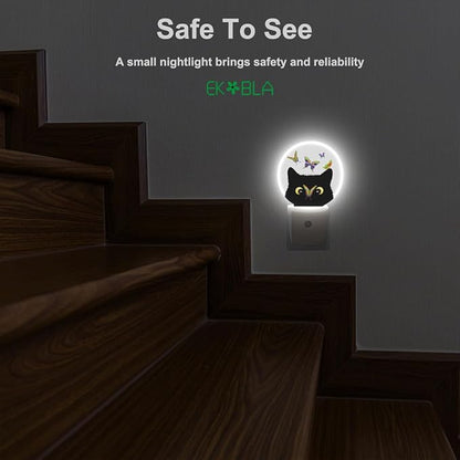 EKOBLA Cat & Butterfly Plug-in Night Light, Butterfly on Kitten Nose Cute LED Nightlight with Dusk to Dawn Sensor for Kids Room