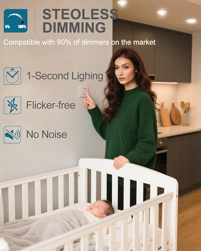 Lightdot 6 Inch Recessed Lighting 24 Pack Gold, 12W Dimmable LED Downlight 3CCT Selectable (3000K/4000K/5000K), Anti-Glare Slim Canless Ceiling Light