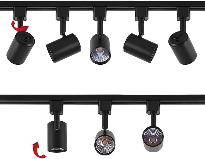 mirrea 6 Pack LED Track Lighting Heads Compatible with Single Circuit H Type Track Lighting Rail Ceiling Spotlight for Accent Task Wall Art Exhibition Lighting 6.5W 24° Black (4000K Neutral White)