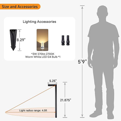 Gardenreet Outdoor Pathway Lights Brass, LED Landscape Path Lights, Low Voltage Driveway Lights Waterproof, L Shape 12V Wired Black for Walkway Sidewalk with 3W 270LM 2700K G4 Bulb 6 Pack