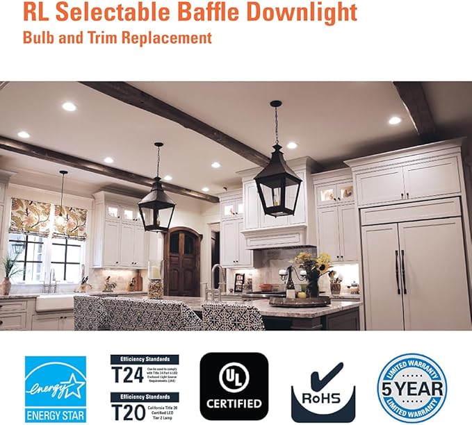 HALO RL 5/6 in LED Recessed Light Retrofit Selectable CCT 2700K, 3000K 3500K 4000K 5000K Dimmable Dim to Warm 900/1200 Lumens Wet Location Indoor Outdoor Ceiling Downlight RL56LS9FSD2W1EWH