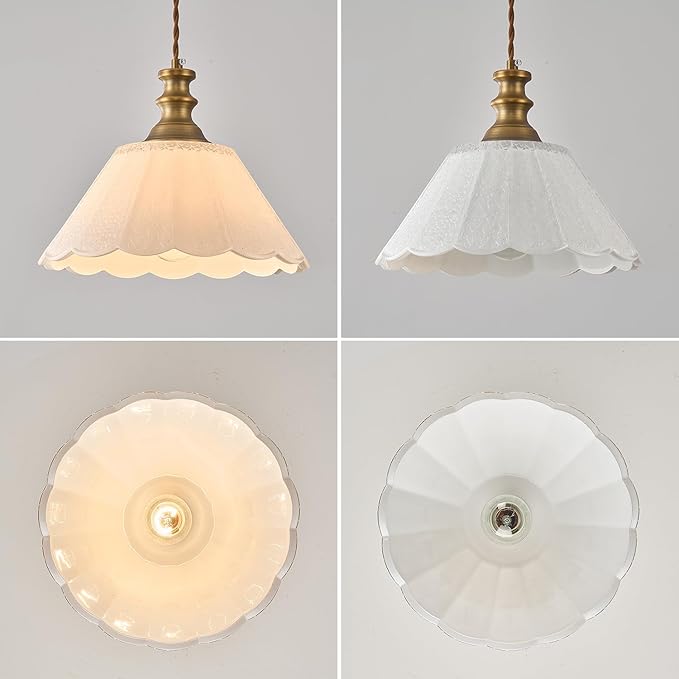 This Kitchen Island Pendant Light Features a Solid Brass Body paired with a high-Transparency Glass Shade