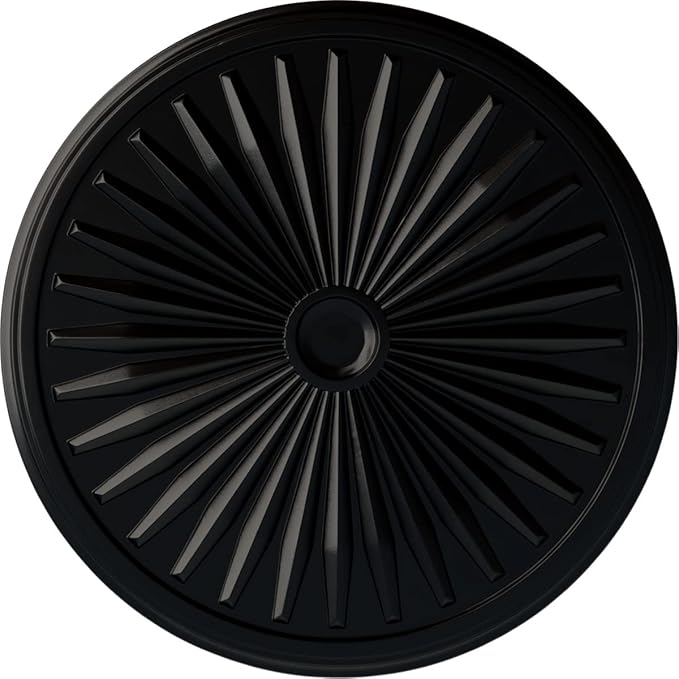 Ekena Millwork CM33LEBLF 33 1/8"OD X 3 1/2"ID X 1 3/8"P Leandros Ceiling Medallion Fits Canopies Up To 5", Jet Black