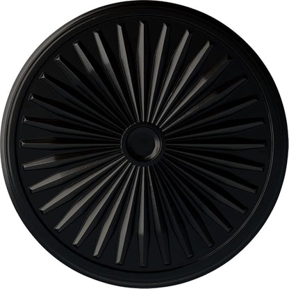 Ekena Millwork CM33LEBLF 33 1/8"OD X 3 1/2"ID X 1 3/8"P Leandros Ceiling Medallion Fits Canopies Up To 5", Jet Black