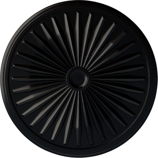 Ekena Millwork CM33LEBLF 33 1/8"OD X 3 1/2"ID X 1 3/8"P Leandros Ceiling Medallion Fits Canopies Up To 5", Jet Black
