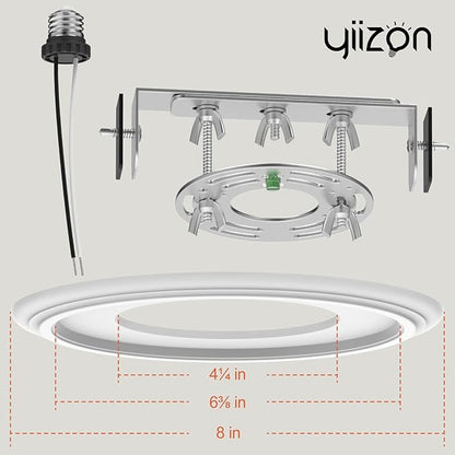 Recessed to Pendant Light Converter Kit - 6 Inch Can Light Conversion, Includes E26 Socket, Mounting Bracket, Round Ceiling Plate & 3D White Cover