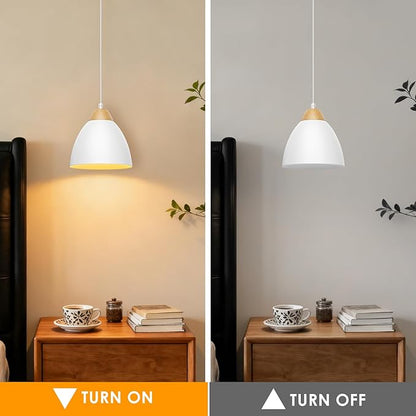 Pendant Lights for Kitchen Island, 5.9" Cone Metal Shade Adjustable Height White Small Hanging Lamps for Dining Room Light Fixtures Over Table Modern Ceiling Fixture