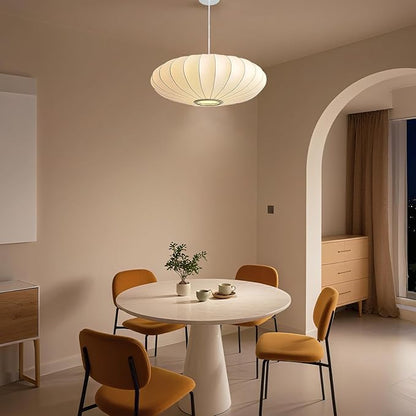 23.6in Lantern Pendant Light, 3-Light Imitation Silk White Bubble Pendant Lighting Fixture, Hanging Lamp Simple Chandelier for Living Dinning Room Kitchen Island Bedroom Restaurant Cafe