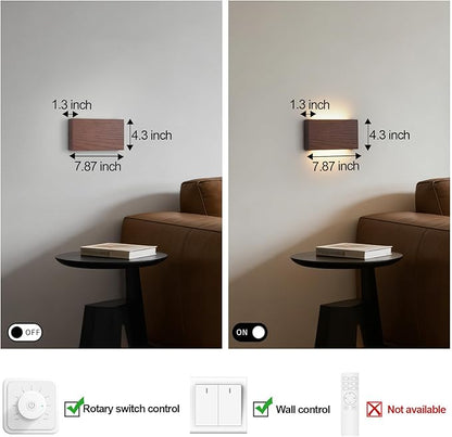 Wood Linear LED Wall Sconce, Dimmable Wall Light, Wood Long Wall Lamp Hallway wall Lights fixtures wall Mounted Lights，Warm Light lamp