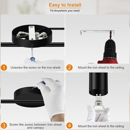 Plug in Track Lighting, LED Track Lighting Fixtures Ceiling, Black 6-Light Kitchen Light Kit, Plug in Wall Light with 14.8ft Power Cord, Rotatable Ceiling Spotlight for Bedroom(GU10 Socket, NO Bulb)