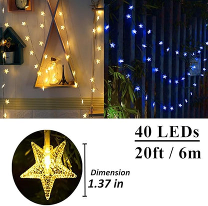 Solhice 20ft Color Changing Star String Lights for Bedroom 40 LEDs, Hanging Twinkle Lights USB Powered, Bunk Bed Lights for Kids Room Indoor Outdoor with Remote