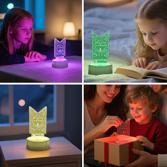 Bangtan Boys LED Night Light & 7 Colors Touch Adjustable Night Light Bedroom Decor for Army Fans Gifts