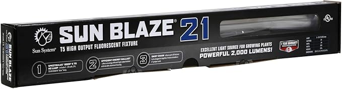 Sun Blaze T5 High Output Fluorescent Strip Light Fixture 21 - Indoor Grow Light, Includes One 24 W 2 ft. 6500 K T5 Lamp