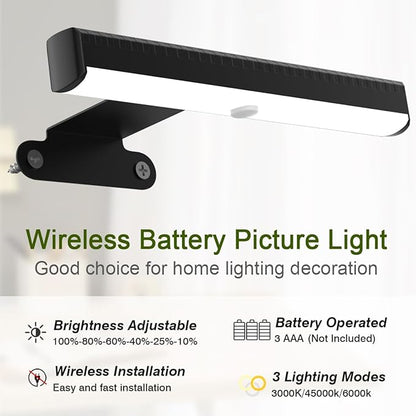 6Pack Wireless Picture Light for Wall Battery Operated Wall Sconces with Remote 3 Lighting LED Painting Light Timer&Dimmable Art Display Lights for Picture Gallery Posters Living Room Home Decor