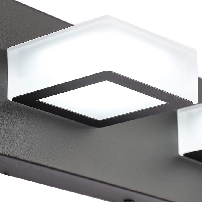 Ralbay 5 Color Temperature Modern LED Black Bathroom Vanity Lights Dimmable Acrylic Modern Black Bathroom Wall Lighting Fixtures