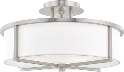 Livex Lighting 51074-91 Transitional Three Light Ceiling Mount from Wesley Collection in Pwt, Nckl, B/S, Slvr. Finish, Brushed Nickel