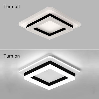 Motion Sensor LED Ceiling Light Indoor, 24W Black Mount Motion Activated 7.87inch Flush Mount Lighting Fixture for Closet Laundry Bathroom Hallway Stair Porch Basement, Cool White