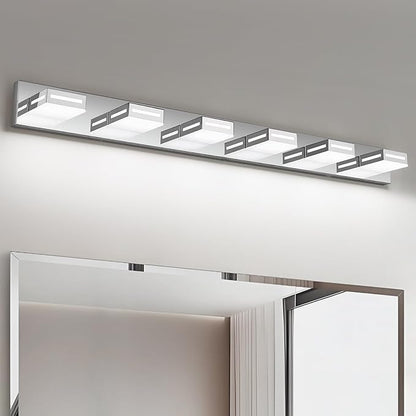 LED Modern Bathroom Light Fixtures, 6-Light 48-Inch Chrome Vanity Lights for Bathroom Lighting Fixtures Over Mirror, 6000K Cool White 350° Rotatable Wall Lamp