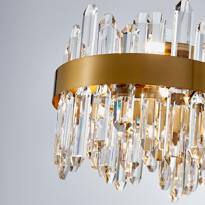 Gold Oval Crystal Chandelier L35.4 inch, 20-Lights Gold Chandeliers Modern Crystal Chandelier Pendant Light Fixture G9 Lights Pendant Ceiling Light for Dining Living Room Kitchen Island