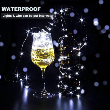 CYLAPEX 24 Pack Fairy Lights Battery Operated 7ft 20 LED Mini String Lights Silver Wire Firefly Starry Moon Lights for Wedding Mason Jars Party Christmas Centerpiece Table Decorations, Cool White