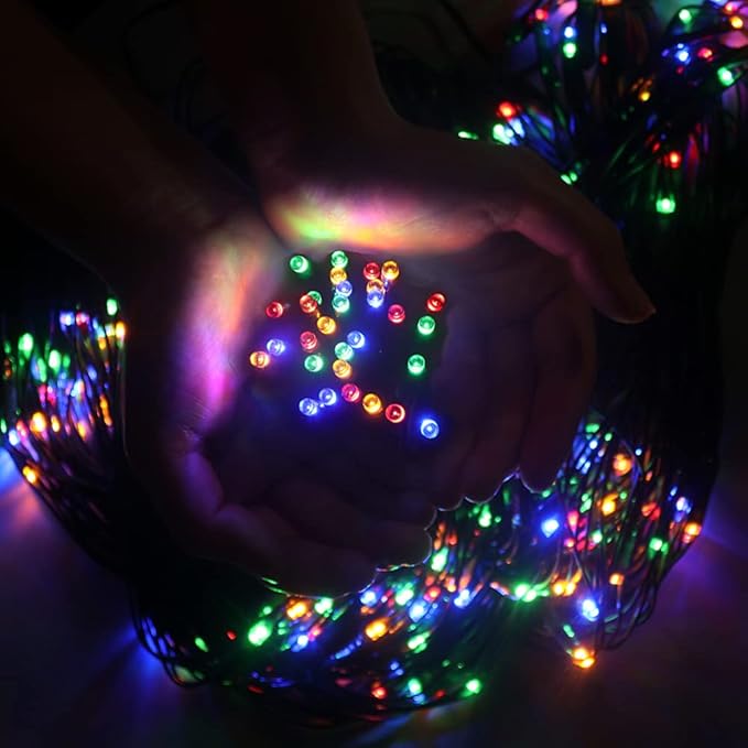 Pooqla Christmas Net Lights, 300LED Outdoor Mesh Light 14.8x4.9 ft Fairy String Mesh Light 8 Modes Green Wire, Connectable Waterproof for Bushes Tree Garden Christmas Decor, Colorful