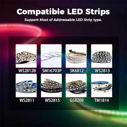 GLEDOPTO Elite ESP32 WLED LED Controller Ethernet WiFi Network Built in I2S Mic 20A Fuse Energy Saving Relay Level Shifter IC ESD Chip Work with Addressable Digital RGB IC WS2811 WS2815 SK6812 etc