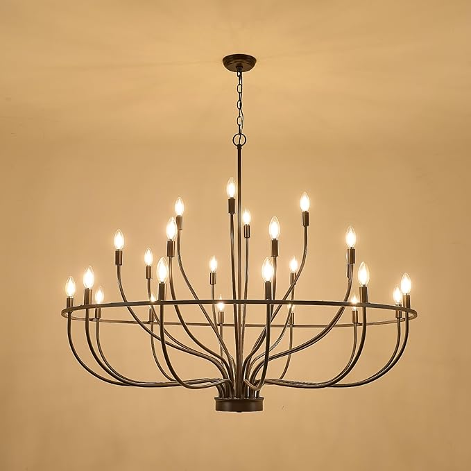 24 Light Chandelier 51'' Oil Rubbed Bronze Large Candle Chandeliers for High Ceiling Foyer Chandelier Light Fixture for Large Living Room Dining Room Stairs Entry Restaurant Hotel