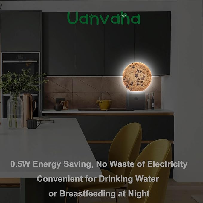 Food Decorative Night Light Chocolate Chip Cookie Funny Dessert Plug-in Nightlight Energy Saving 0.5W LED Lighting for Boys Girls Men Women