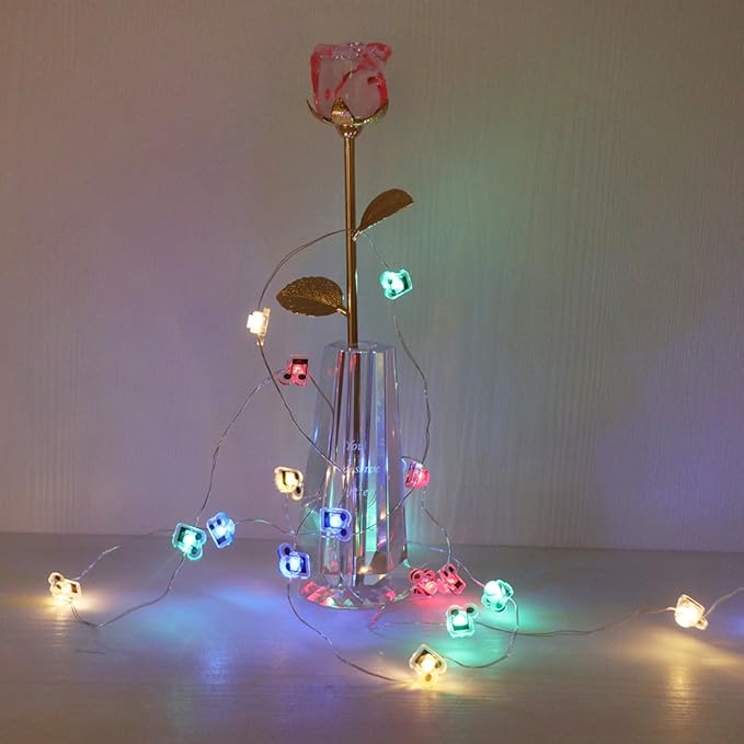 GUOCHENG 6.56ft 20 LED Music Note String Lights, Battery Operated Warm White Music Decorative Fairy Lights, Musical DIY Gift for Music Lover(4Colors)