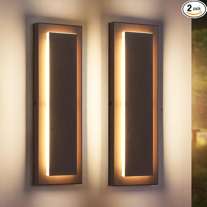 2 Packs Brown Outdoor Wall Sconce, Exterior Lights Fixture,Waterproof Wall Lights for House,Porch,Patio,Modern Outdoor Lights,Outdoor Wall Lighting,3000K Warm White,15.7In