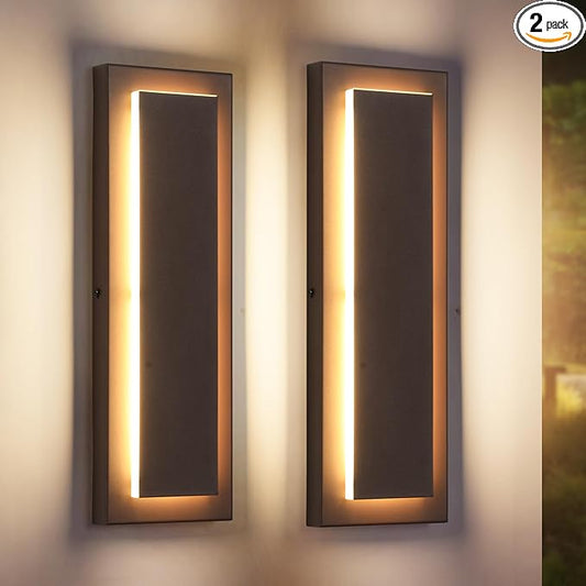 2 Packs Brown Outdoor Wall Sconce, Exterior Lights Fixture,Waterproof Wall Lights for House,Porch,Patio,Modern Outdoor Lights,Outdoor Wall Lighting,3000K Warm White,15.7In