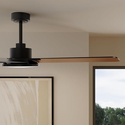Fanbliss 44 Inch Ceiling Fans with Lights and Remote Control, Modern Ceiling Fan with Dimmable LED, 6 Speeds, Timer, Quiet Reversible DC Motor, Black Ceiling Fan for Bedroom, Living Room and Kitchen