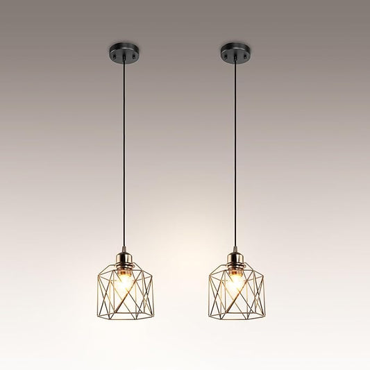 ASD Black Pendant Light Fixture - 1xE26 120V ETL Modern Pendant Lights Kitchen Island, Industrial Hallway, Living Room, Kitchen Island Lighting, Hanging Dining Room Light Fixtures Over Table 2 Pack