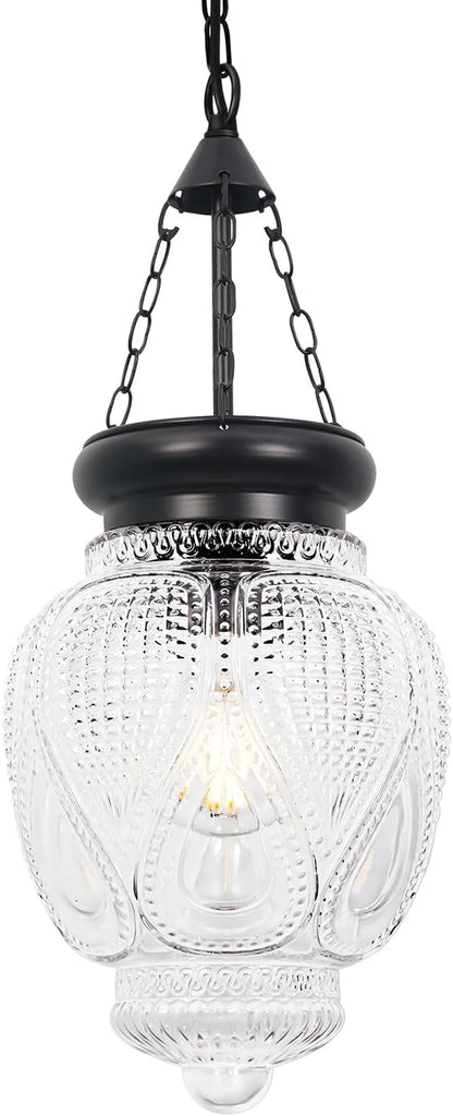 Vintage Pendant Lights Kitchen Island, Black Kitchen Pendant Lighting Over Island, Bathroom Pendant Light With 7.9" w*10.6" h Glass, Farmhouse Sink Light For Closet Pantry Entryway, Height Adjustable
