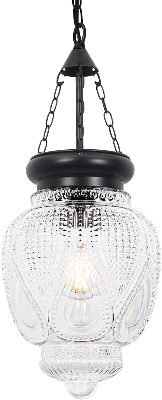 Vintage Pendant Lights Kitchen Island, Black Kitchen Pendant Lighting Over Island, Bathroom Pendant Light With 7.9" w*10.6" h Glass, Farmhouse Sink Light For Closet Pantry Entryway, Height Adjustable