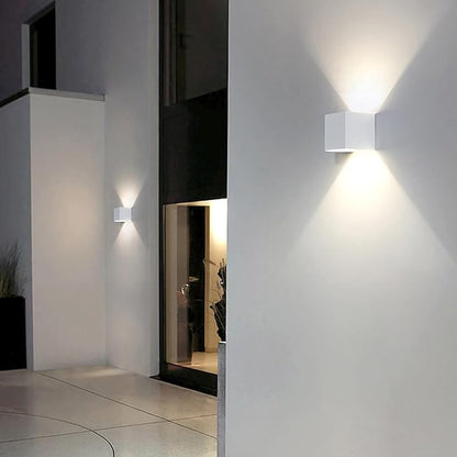 2 PCS 12W Outdoor Sconces Wall Lights LED Exterior/Interior Up and Down Lights IP65 Waterproof Modern Outdoor Lighting Fixtures Square Aluminum Exterior Wall Mount Light White 4000K Natural Lights