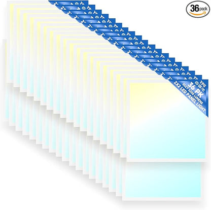36Pack 2x2 LED Flat Panel Light LED Drop Ceiling Light Fixture, 5 CCT 3000K-6500K Adjustable & 5 Wattage 20-40W Selectable Recessed Back-Lit Fixture for Office, ETL Listed