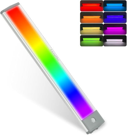 LEPOTEC RGB Under Cabinet Lighting,Motion Sensor Light Indoor with Adjustable 8 Colors and Brightness,LED RGB Lights Magnetic for Motion Sensor Light Bar with Usb Charging,Colors Home Ambient Lighting