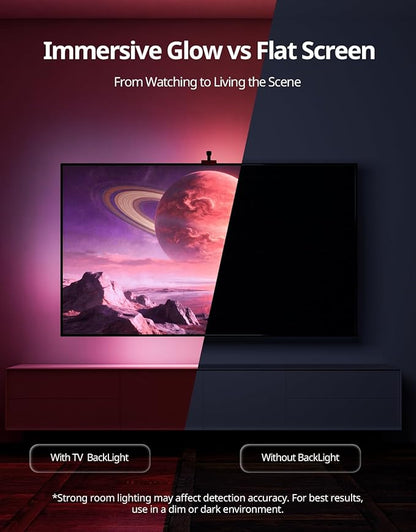 Ailofy Smart TV LED Backlight with Camera for 40-50 inch Screens, 7.87ft LED Strip Lights Sync to Screen& Music, Color Changing Lights for TV Compatible with Alexa & Google Assistant, App Control