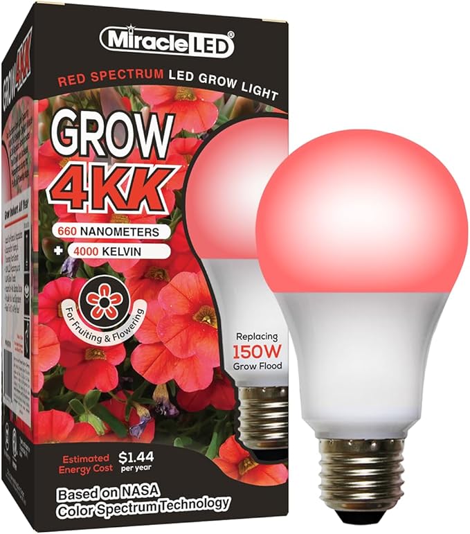 Miracle LED 4KK Professional Indoor Grow Light Bulb – 4000K Red Spectrum Replace 150W Grow Bulbs for Vegetables, Herbs, Hydroponics. (1-Pack)